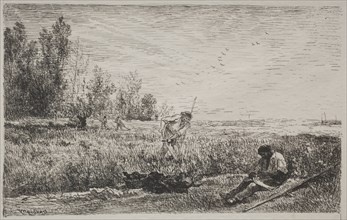 Hay-making, original impression 1862, printed in 1921. Charles François Daubigny (French,