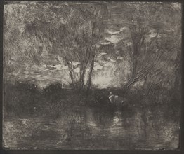 Cows at a Watering Place, original impression 1862, printed in 1921. Charles François Daubigny