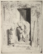 Maternal Precaution. Jean-François Millet (French, 1814-1875). Cliché-verre