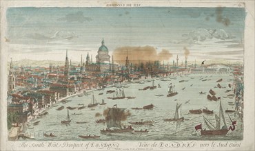 Southwest Prospect of London, 1760. England, 18th century. Engraving