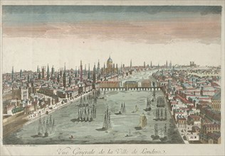 General View of London, 18th Century. England, 18th century. Engraving