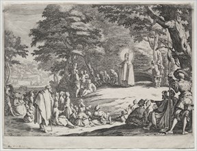 St. Amand Preaching in a Wood. Jacques Callot (French, 1592-1635). Etching and engraving