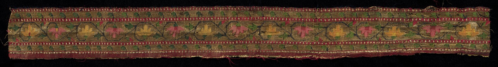 Strip of Border of Sari, 1800s. India, Aurangabad ?, 19th century. Plain weave and tapestry weave: