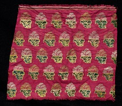 Fragment, 1800s. India, 19th century. Brocade; silk, gold and silver threads; overall: 12.7 x 15.2