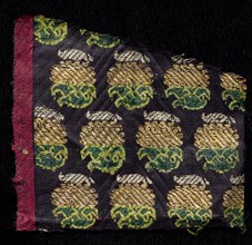 Fragment, 1800s. India, 19th century. Brocade; silk, gold and silver threads; overall: 7.6 x 8.3 cm