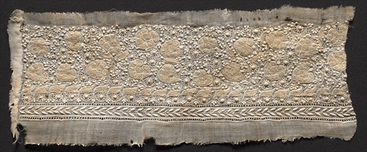 Fragment of a Cap Band, late 1800s. India, Lucknow, late 19th century. Embroidery ("chikan" type);