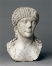 Portrait of Octavia, wife of Nero, 1-100. Italy, Roman, 1st Century. Marble; overall: 38.2 cm (15