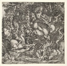 Battle of Naked Men, 1517. Domenico Campagnola (Italian, 1500-1564). Engraving