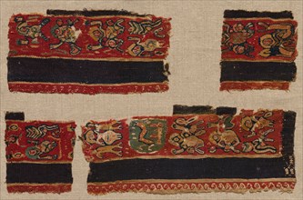 Four Fragments of the Clavi of a Tunic, 400s - 600s. Egypt, Byzantine period, 5th - 7th century.