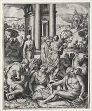 An Assembly of Scholars, c. 1515/1527. Marco Dente (Italian, c. 1486-1527), after Francesco