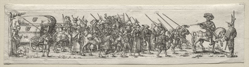 Soldiers on the March. Theodor de Bry (Flemish, 1528-1598). Engraving