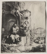 Christ and the Woman of Samaria  Among Ruins, 1634. Rembrandt van Rijn (Dutch, 1606-1669). Etching;