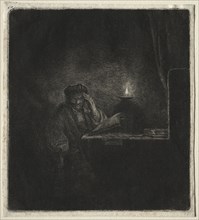 Copy of Student at a Table by Candelight, 1654. Copy after Rembrandt van Rijn (Dutch, 1606-1669).
