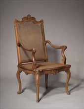 Chair, 1715-1730. France, Regence Style, 18th Century. Walnut; overall: 113.7 x 61.3 x 51.1 cm (44