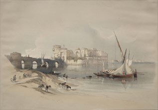 Citadel of Sidon, 1839. David Roberts (British, 1796-1864). Color lithograph
