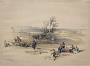 Wells of Moses, Wilderness of Tyh, 1839. David Roberts (British, 1796-1864). Color lithograph