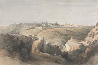 Jerusalem from the Mount of Olives, 1839. David Roberts (British, 1796-1864). Color lithograph