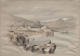 Tiberias, from the Walls, Safet in the Distance, 1839. David Roberts (British, 1796-1864). Color
