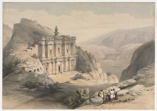 El Deir Petra, 1839. David Roberts (British, 1796-1864). Color lithograph