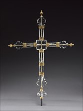 Cross, c. 1280-1300. Italy, Venice, late 13th century. Rock crystal, painted gold mounts; overall: