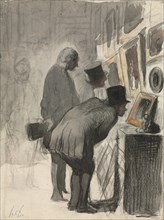 Art Lovers, 1863-1869. Honoré Daumier (French, 1808-1879). Brush and gray and black wash, charcoal,