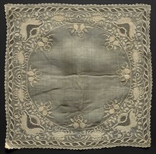 Handkerchief, 1800s. Madeira, 19th century. Plain weave cotton? with cotton? embroidery; average: