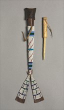 Bone Awl with Beaded Case, late 1800s. America, Native North American, Gaigwu (Kiowa), late 19th