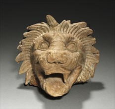 Lion's Head, 400s BC. Greece, 5th Century BC. Terracotta; overall: 24.3 cm (9 9/16 in.).