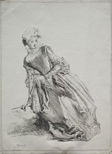 Woman Seated, 1700s. Copy after Jean Antoine Watteau (French, 1684-1721). Etching