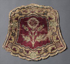 Shaped horse trapping, 1600s. India. Velvet, brocaded and pile warp substitution: silk and