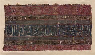 Silk Fragment, 14th century. Spain, Islamic period, 14th century. Lampas weave with areas of
