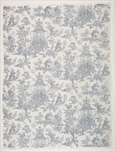 Fragment of Woodblock Printed Cotton, c. 1770. France, Jouy, 18th century. Woodblock print on