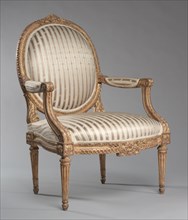 Armchair (Fauteuil), c. 1765. Jean-Baptiste II Tilliard (French, 1797). Carved and gilded wood;
