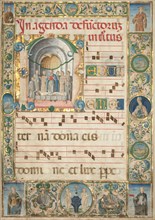 Leaf from a Gradual: Initial (R) with Mass for the Dead (recto), c. 1480. Jacopo Filippo d' Argenta