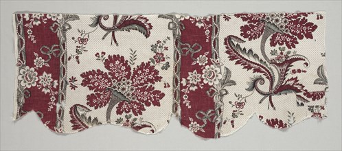 Strip of Woodblock Printed Cotton, 1798. France, Beautiran, late 18th century. Woodblock print on