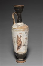 Lekythos, 300s BC. Greece, Attic, 4th Century BC. Painted white-ground terracotta; overall: 39.4 cm