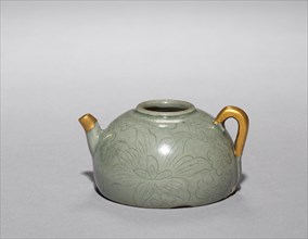 Wine Ewer with Incised Scroll Design, 1100s. Korea, Goryeo period (918-1392). Celadon with incised