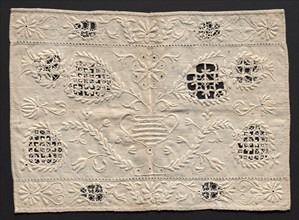 Strip, late 1800s. Denmark, late 19th century. Embroidery; cotton on linen; overall: 25.4 x 36.2 cm
