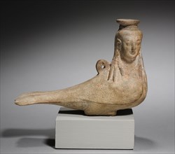 Siren, 500s BC. Greece, 6th Century BC. Terracotta; overall: 12.7 x 18.1 x 6.7 cm (5 x 7 1/8 x 2