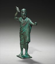 Statuette of Tinia (Zeus), 500-475 BC. Italy, Etruscan, 5th Century BC. Bronze; overall: 13.3 x 8.6