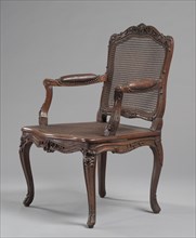 Arm Chair, c.1740. René Cresson (French, c. 1705-c. 1749). Carved wood, cane; overall: 95.6 x 70.5