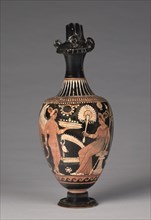 Oinochoe (Wine Jug), c. 330 BC. South Italy, Apulia, 4th Century BC. Red-figure terracotta;
