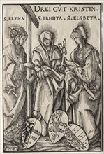 The Three Christian Heroines:  Saints Helen, Bridget and Elizabeth. Hans Burgkmair (German,