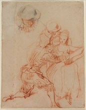 Study for "The Romancer" (Le Conteur), c. 1716. Jean Antoine Watteau (French, 1684-1721). Red