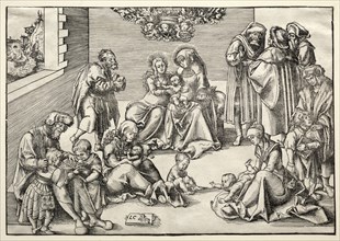 The Holy Family and Kindred. Lucas Cranach (German, 1472-1553). Woodcut
