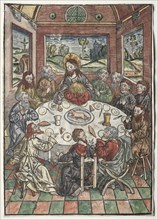 Der Schatzbehalter:  The Last Supper, 1491. Michael Wolgemut (German, 1434-1519). Color woodcut