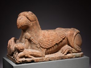 Guardian Griffin (pair), 1150-1175. Northern Italy, Emilia, 12th century. Pink limestone (called