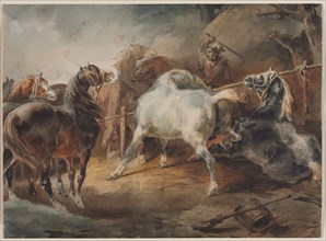 Fighting Horses, c. 1820. Théodore Géricault (French, 1791-1824). Watercolor over graphite; sheet: