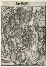 Dance of Death:  The Pope. Hans Holbein (German, 1497/98-1543). Woodcut