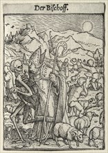 Dance of Death:  The Bishop. Hans Holbein (German, 1497/98-1543). Woodcut